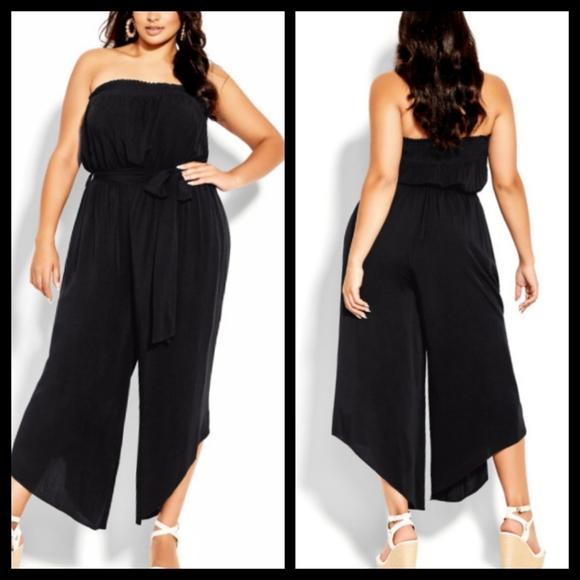 City Chic Pants - City Chic Boho Black Strapless Jumpsuit 14, 18, 20, 22, 24 NWT